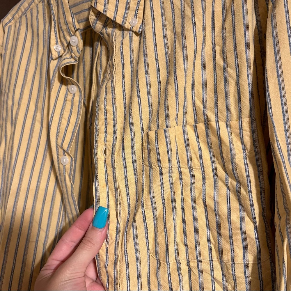 Yellow Stripe Button Down Blouse - image 3